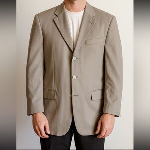 Mens XL Blazer Sport Coat Suit Jacket Tazio Vintage 42R Tan Khaki Neutral Formal